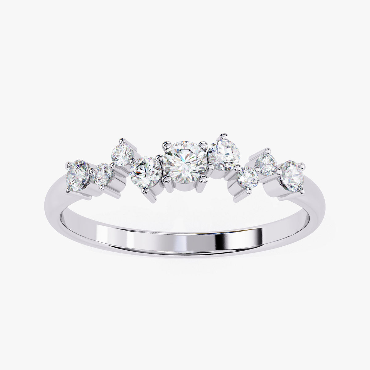 14k Gold Natural Diamond Cluster Ring: Prong Setting Wedding Band (0.60 Ct)