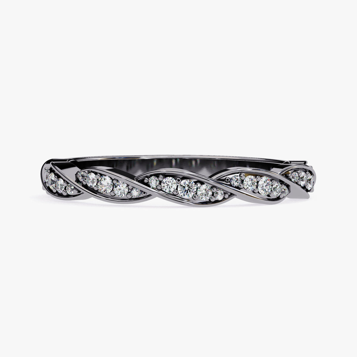 Lab Grown Diamond Twist Ring: 14k Gold Pave Wave Band (0.33 Ct)