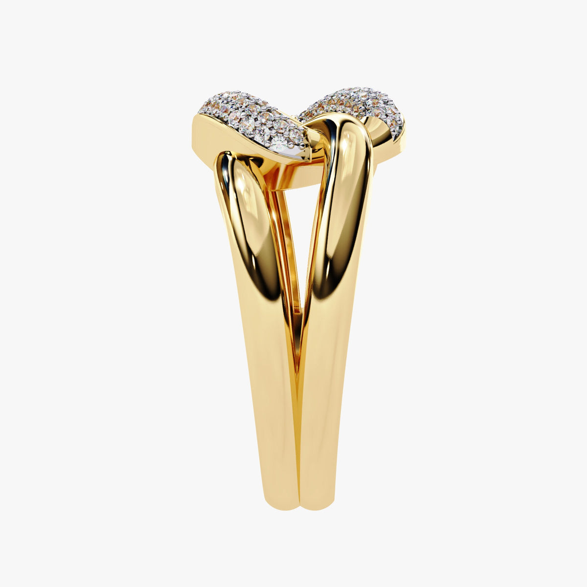14k Gold Chain Link Diamond Ring: 0.15Ct Split Shank Statement Ring