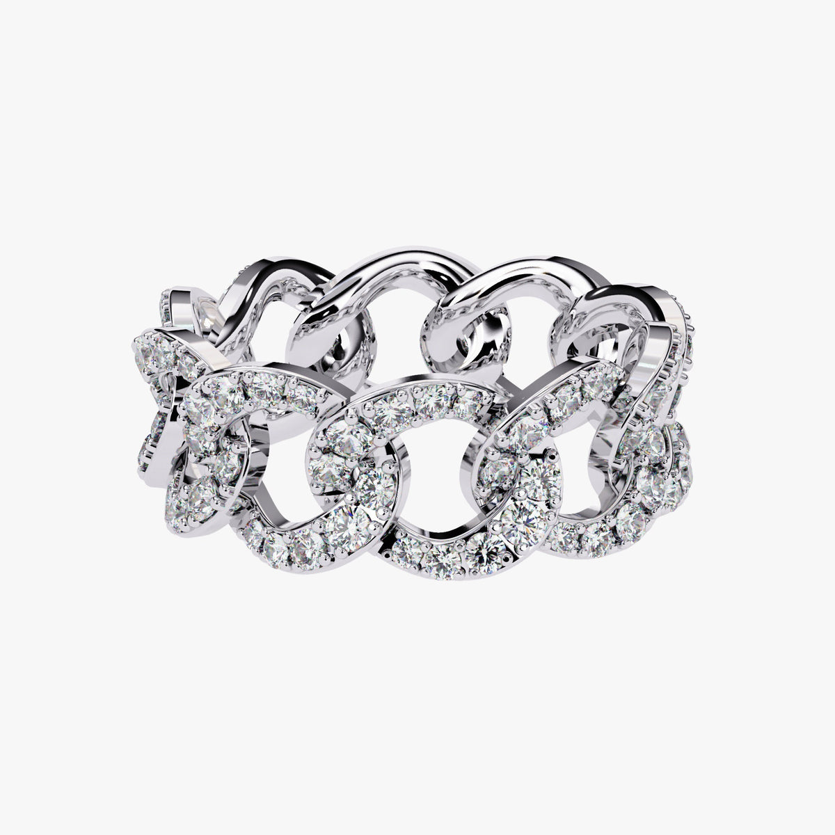 1.40 Ct Lab Grown Diamond 14k Gold Chain Link Ring