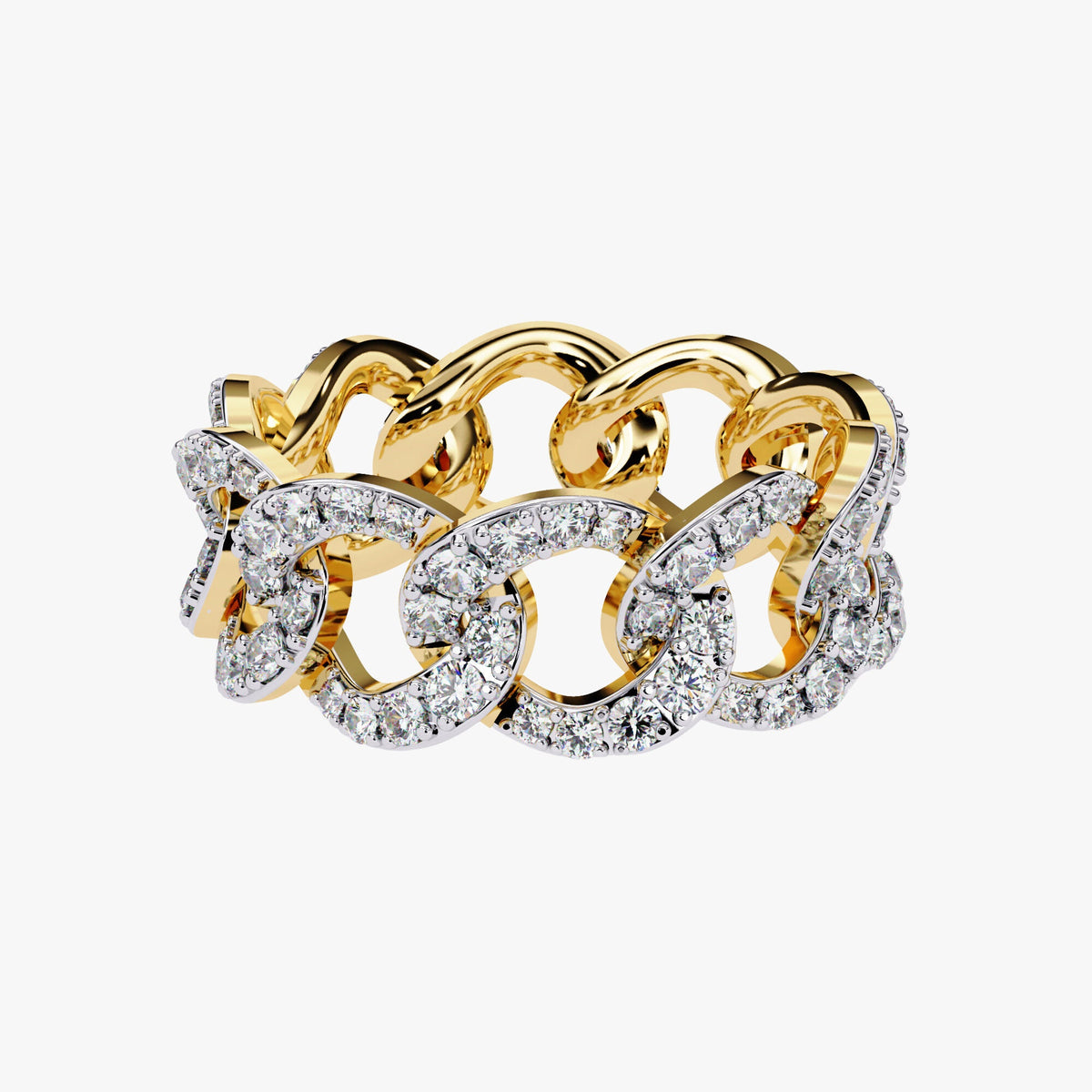 1.40 Ct Lab Grown Diamond 14k Gold Chain Link Ring