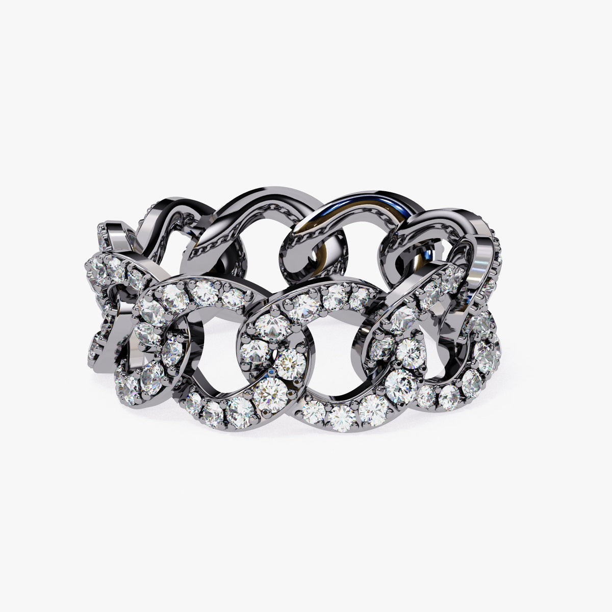 1.40 Ct Lab Grown Diamond 14k Gold Chain Link Ring