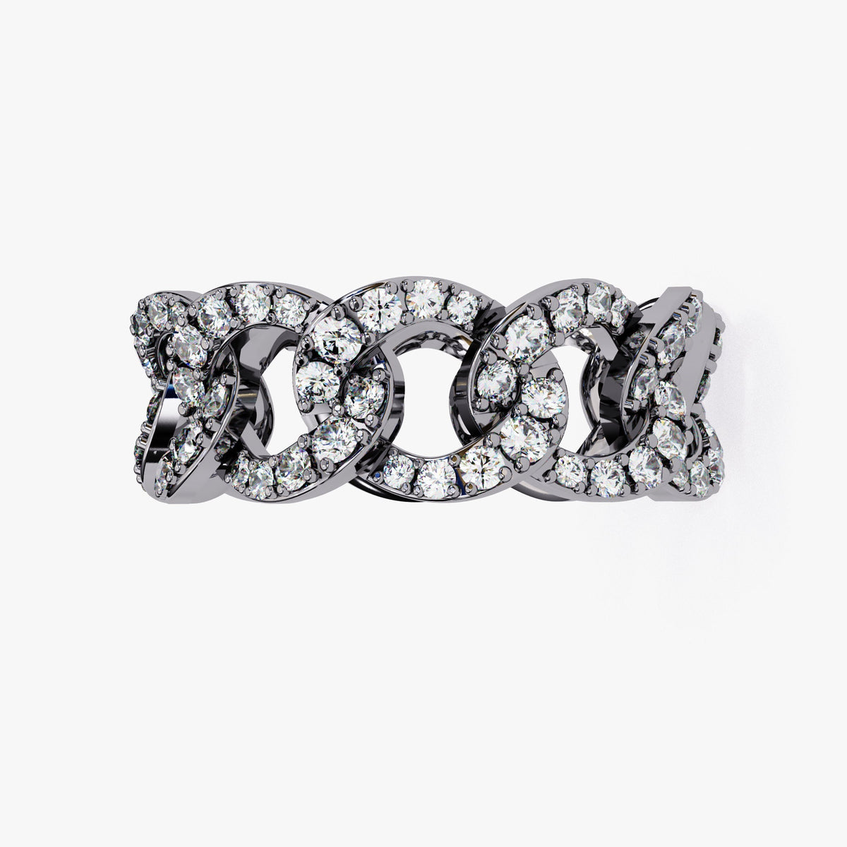 1.40 Ct Natural Diamond 14k Gold Chain Link Eternity Ring