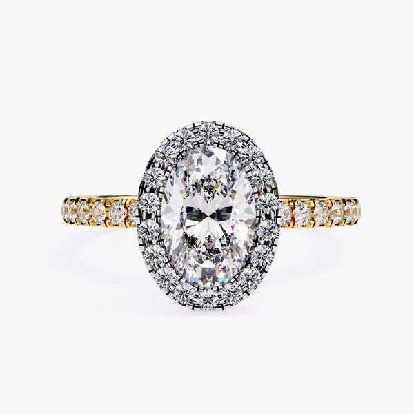 1.8 Ct Oval Lab Grown Diamond Engagement Ring, 14k Real Gold Promise Ring, Half Eternity Band Ring, Solitaire Ring, Proposal Engraved Ring