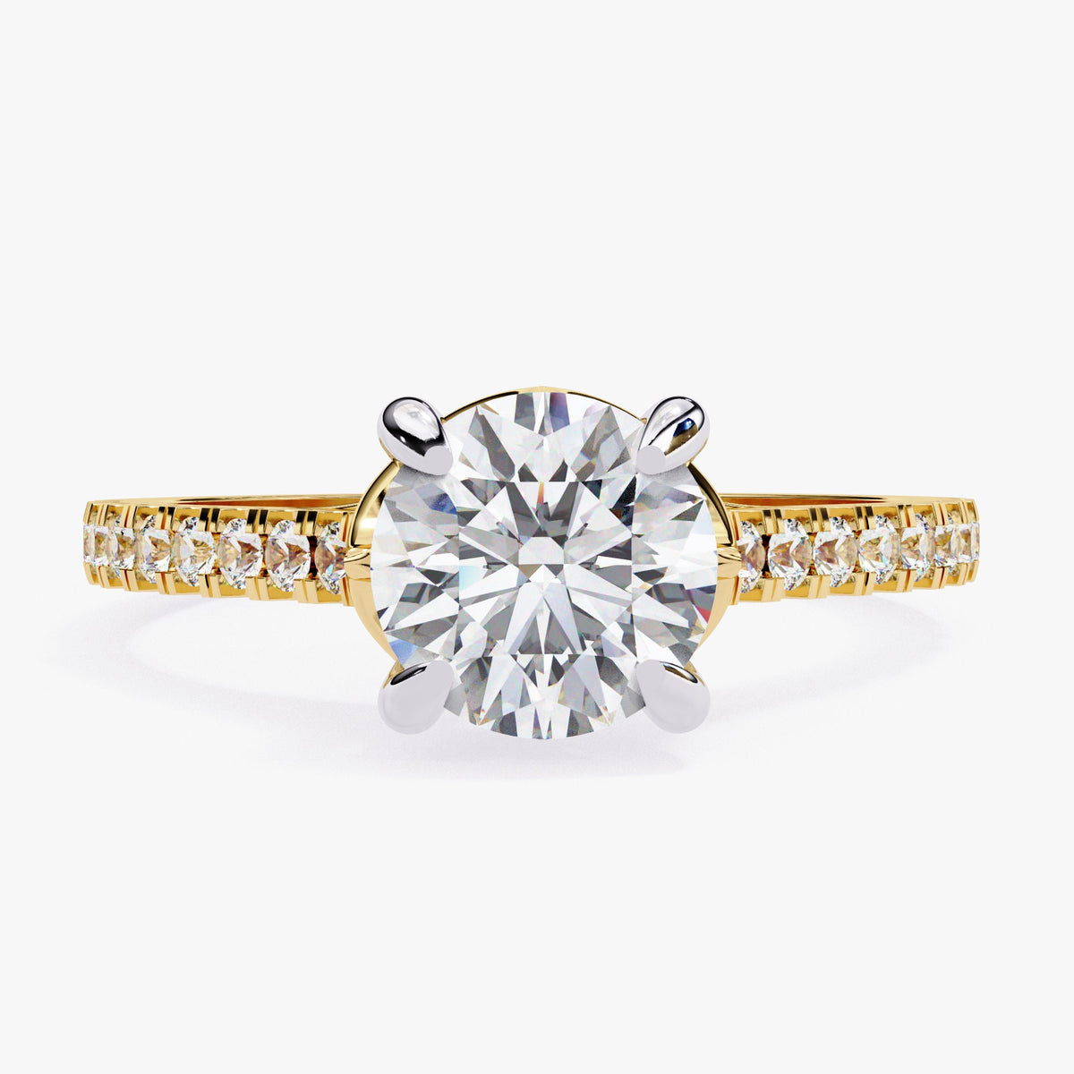 Vintage Hidden Halo Lab Grown Ladies Ring, Anniversary Gift, 1.25ct Round 7mm Lab Diamond Wedding Ring, Lab Created Diamond Engagement Ring