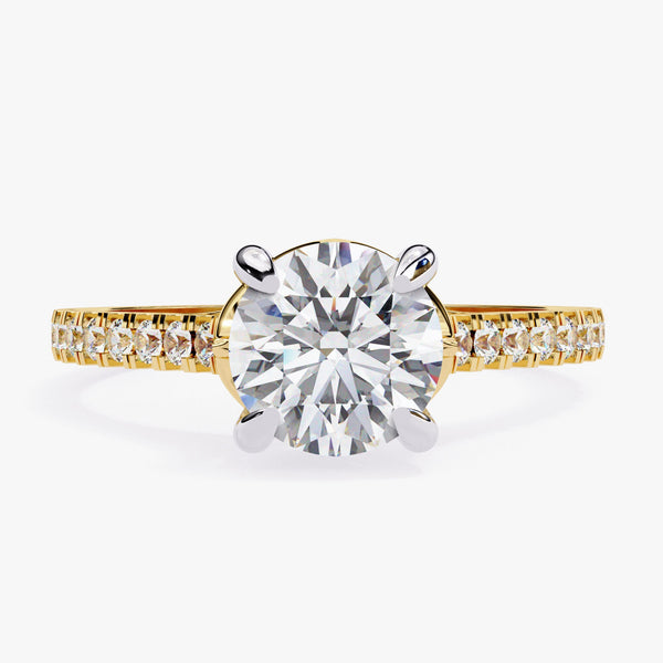 Vintage Hidden Halo Lab Grown Ladies Ring, Anniversary Gift, 1.25ct Round 7mm Lab Diamond Wedding Ring, Lab Created Diamond Engagement Ring