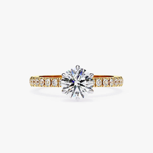Lab Grown Diamond Engagement Ring 1.30 Ct  Diamond Ring Lab Created Diamond Ring Round Diamond Ring 14K Solid Gold Ring Hidden Halo