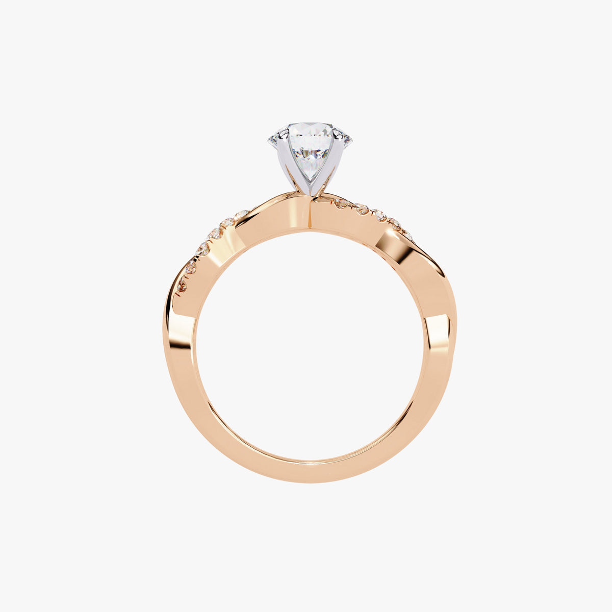 Lab Grown Diamond Engagemeng Ring Lab Created Diamond Ring 14K Solid Rose Gold White Gold Round Promise Proposal Ring Twist Band Design