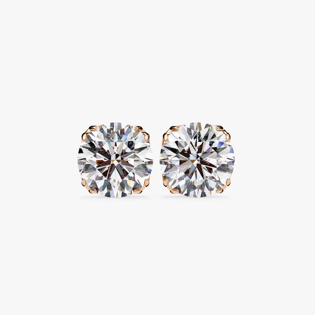 0.50 CTW Natural Diamond Studs: 14k Gold 8 Prong Vintage Inspired Stud Earrings