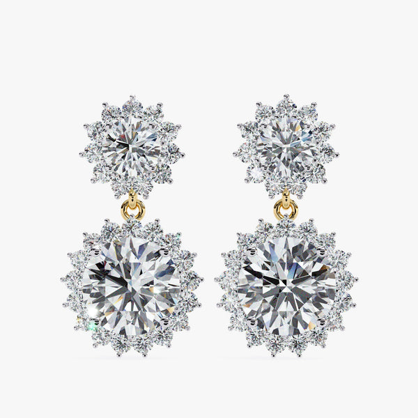 1.40 CT Dangle Stud Round Natural Diamond Earrings, 14k Gold Earrings, Prong Setting Diamond Stud Earring, Bride Wedding Jewelry, Wife Gift