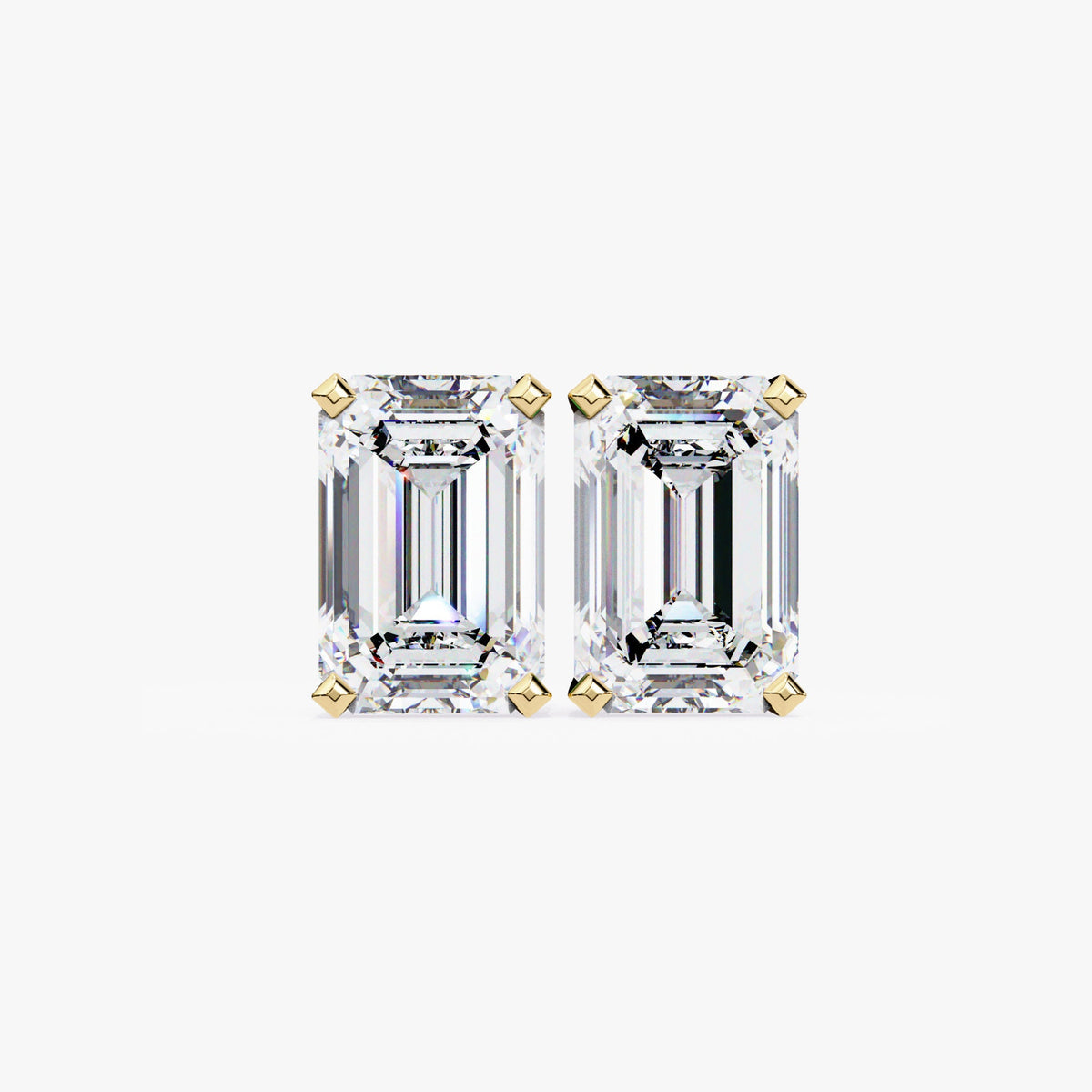 14K Gold Emerald Cut Natural Diamond Stud Earrings (0.50 ctw / 1 ctw)
