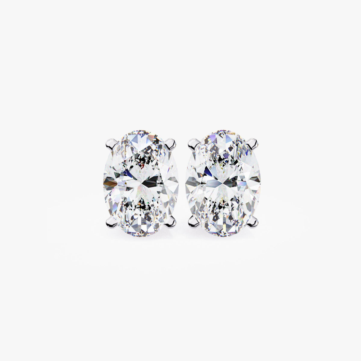 14K Gold Oval Diamond Stud Earrings: 0.50/1 CTW Natural Diamond