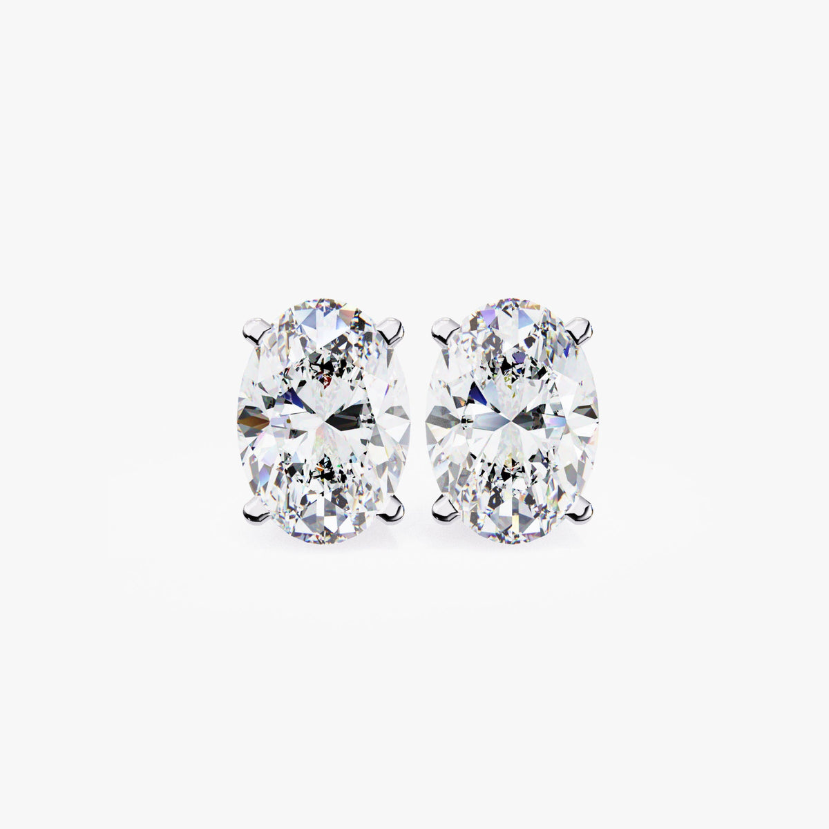 14K Gold Oval Lab Grown Diamond Stud Earrings, 0.50 CTW - 2 CTW