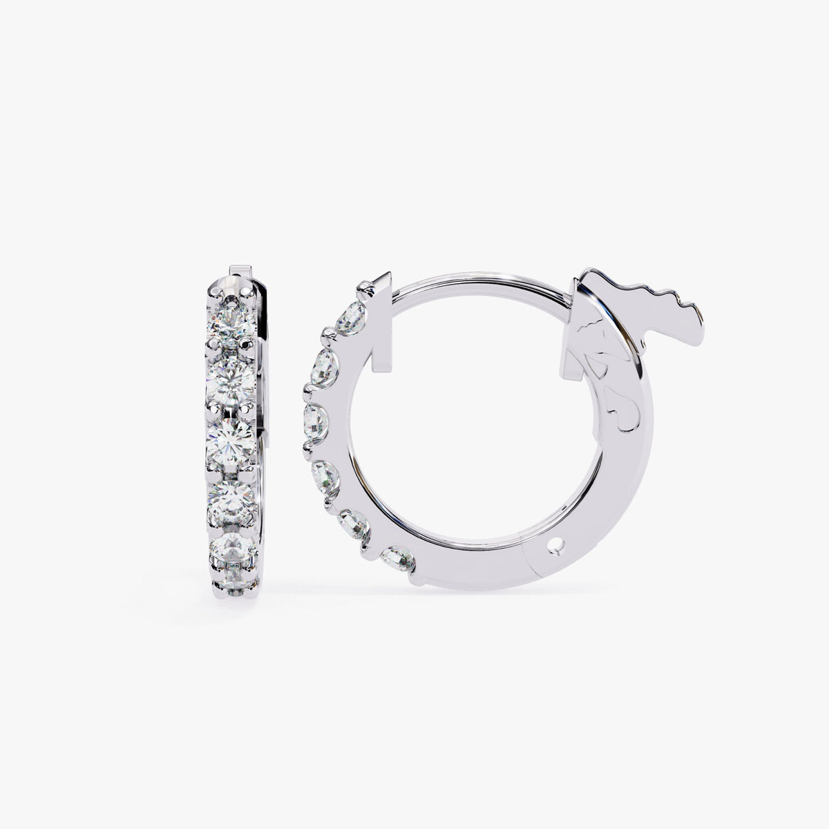 14K Gold Round Lab Grown Diamond Hoop Earrings, 0.35 CTW, 12mm