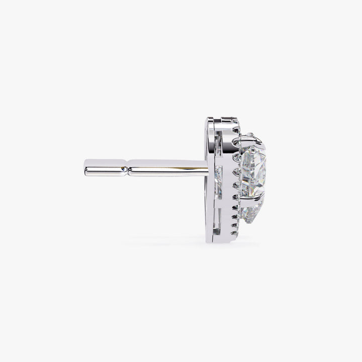 Heart Shaped Lab Diamond Halo Stud Earrings, EF VS Lab Grown Diamond Bridal Studs in 14K Gold, Halo Heart Earrings Gift for Her