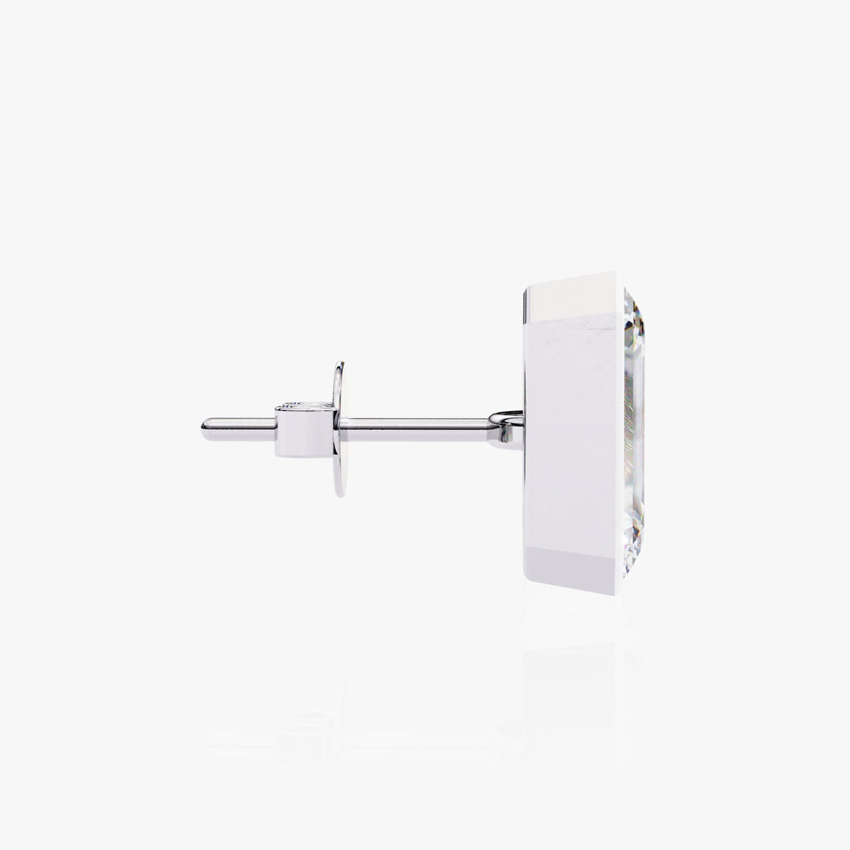 1ctw Emerald Cut Natural Diamond Stud Earrings - 14k Gold Bezel Solitaire