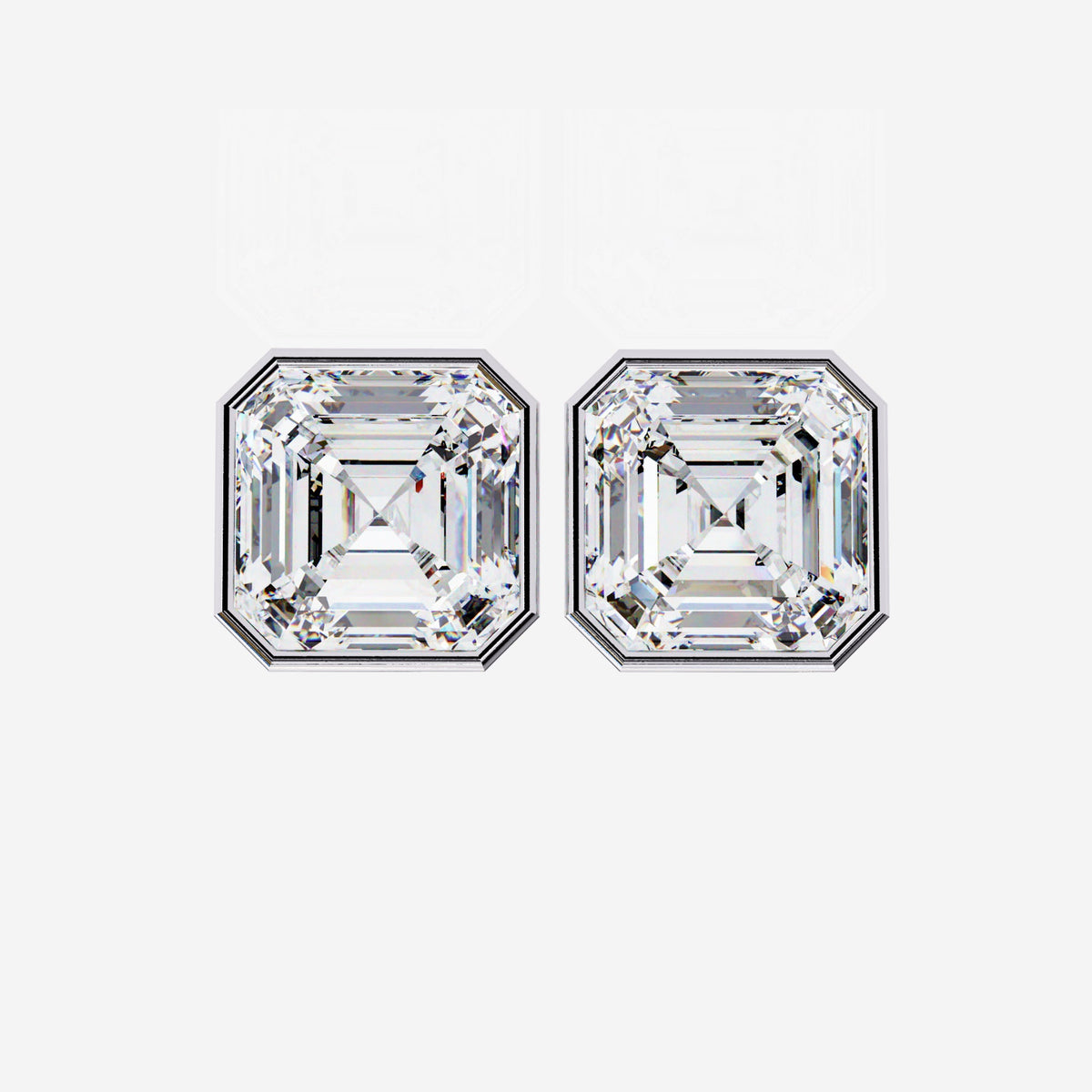 0.50-2 Ctw Asscher Cut Lab Grown Diamond Earrings, 14k Gold Bezel Set Earring, Radiant Square Solitaire Studs, Minimalist Bridal Earrings