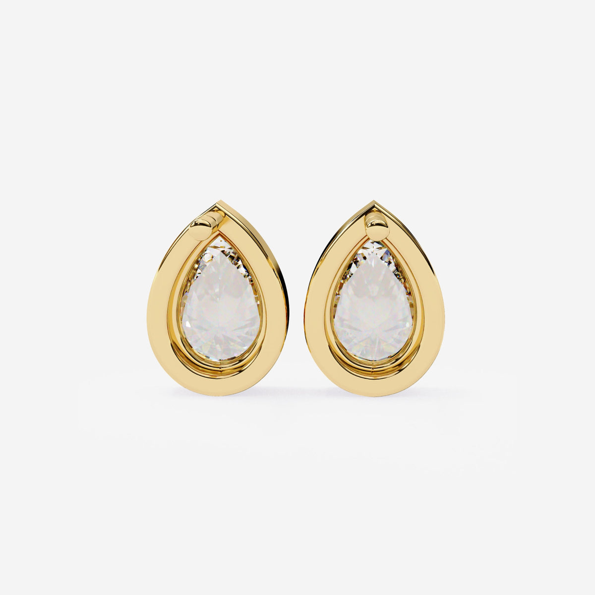 14K Gold Pear Lab Grown Diamond Stud Earrings, 0.50 CTW - 1.8 CTW, Bezel Set