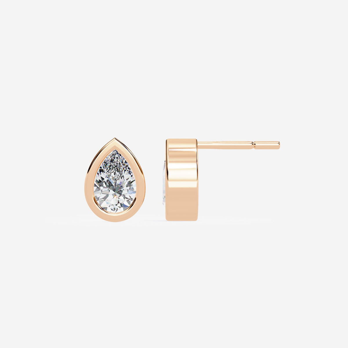 14K Gold Pear Lab Grown Diamond Stud Earrings, 0.50 CTW - 1.8 CTW, Bezel Set