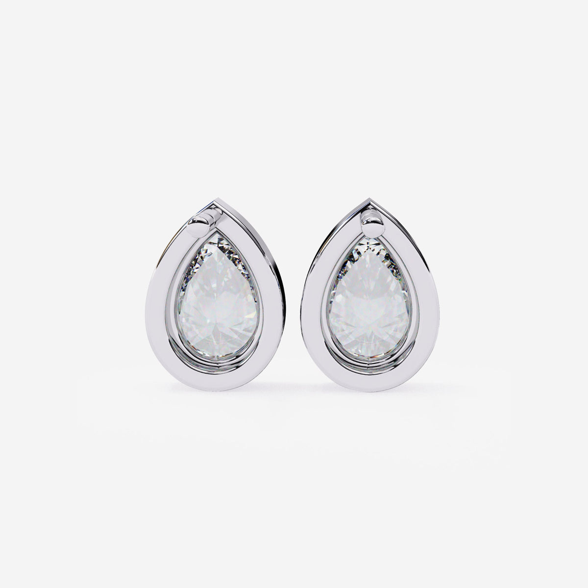 14K Gold Pear Lab Grown Diamond Stud Earrings, 0.50 CTW - 1.8 CTW, Bezel Set