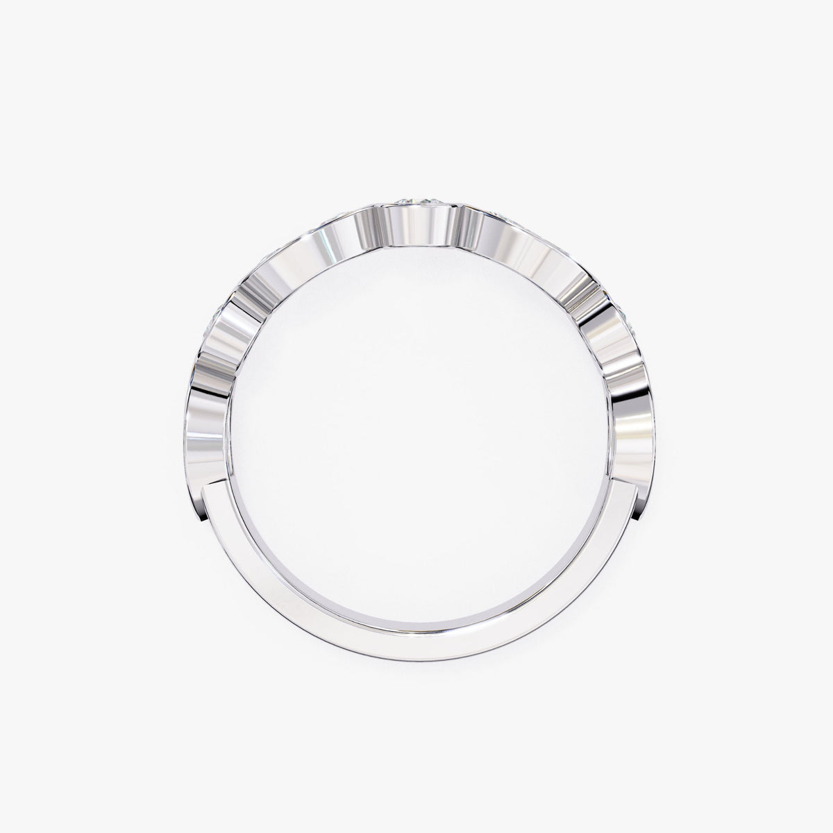 1.25 Ct Lab Grown Diamond Ring: 14K Gold Bezel Set Half Eternity