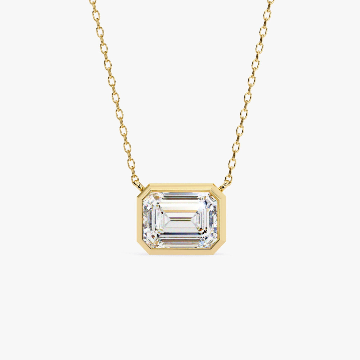 Emerald Cut Diamond Necklace 14K Solid Gold lab-grown diamond, classic emerald shape.  anniversary gift, a birthday surprise, for Mom, your girlfriend, or your wife charm.