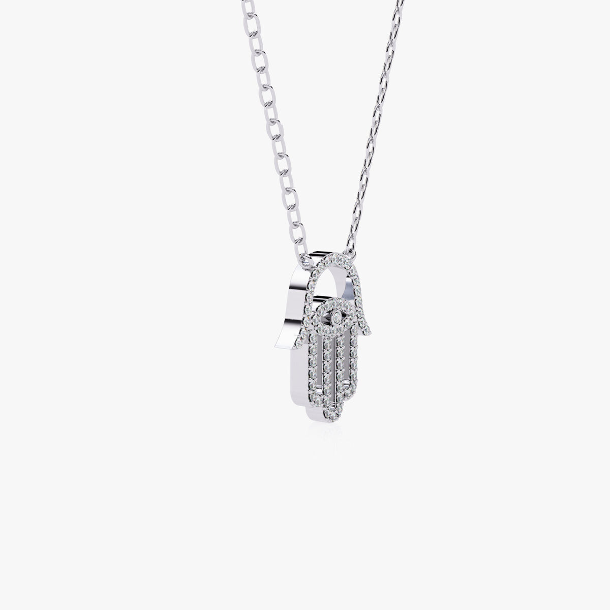 14K Gold Hamsa Natural Diamond Pendant Necklace, 0.30 CT