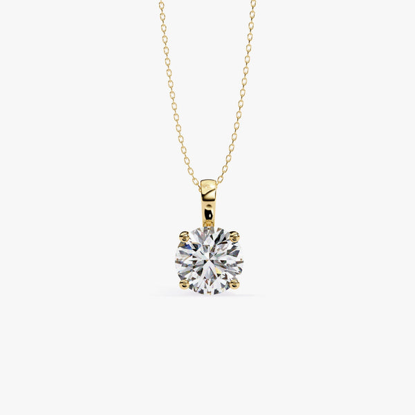 14K Gold Round Natural Diamond Solitaire Necklace, 0.50 CTW, 16-18 Inch