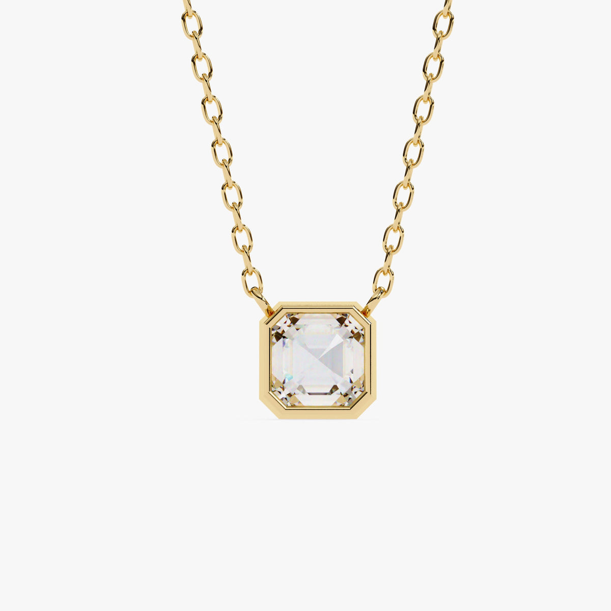 1 Ct Asscher Cut Lab Grown Diamond Pendant, 14k Gold Asscher Solitaire Necklace, Fine Jewelry Gift for Women, Wedding Day Necklace