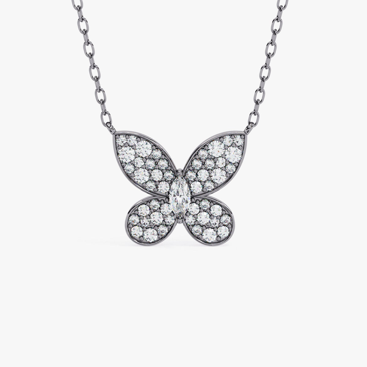 14K Gold Lab Grown Diamond Butterfly Pendant Necklace, 0.20 CTW, 16-18 Inch