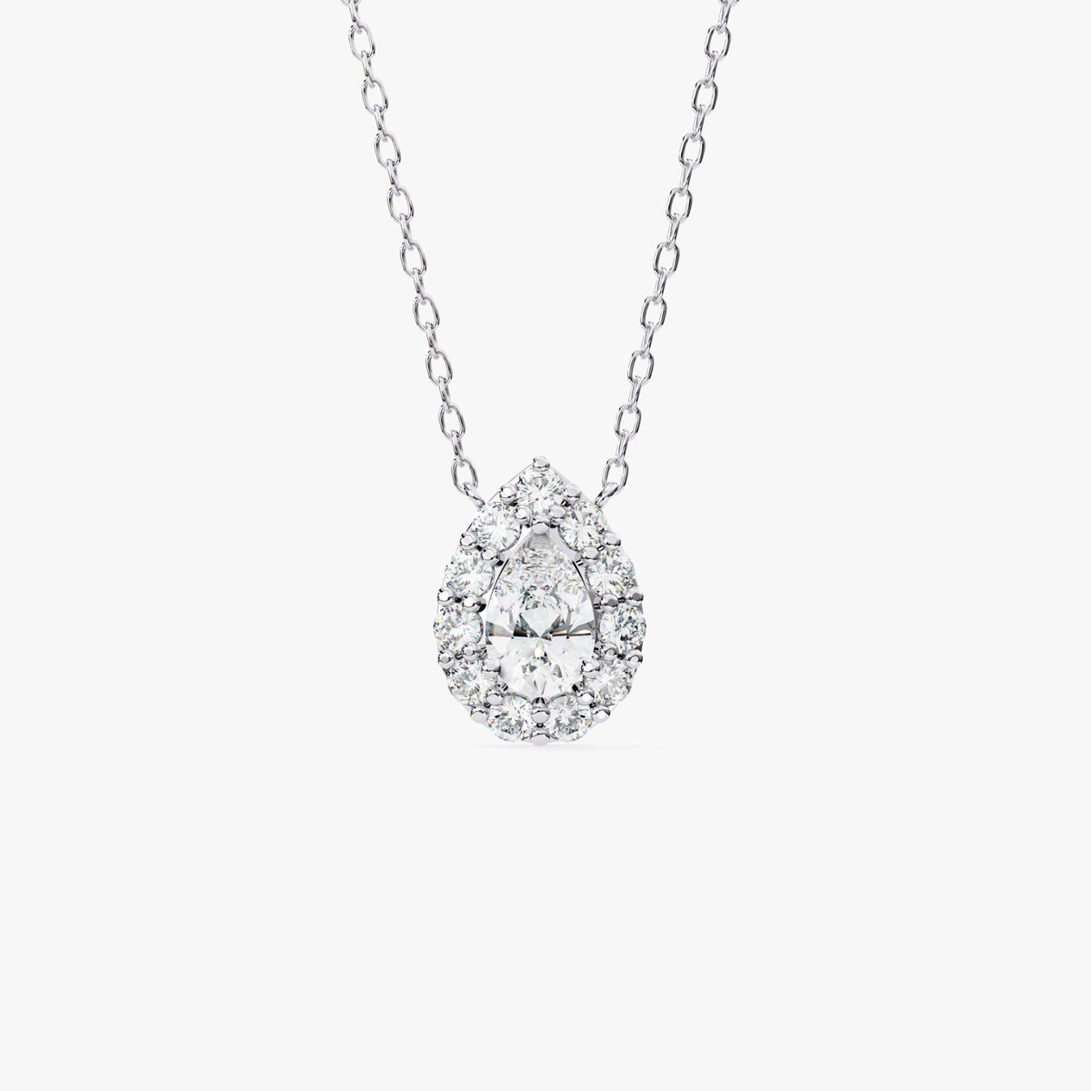 14K Gold Pear Lab Grown Diamond Halo Pendant Necklace, 0.60 CTW, 16-18 Inch