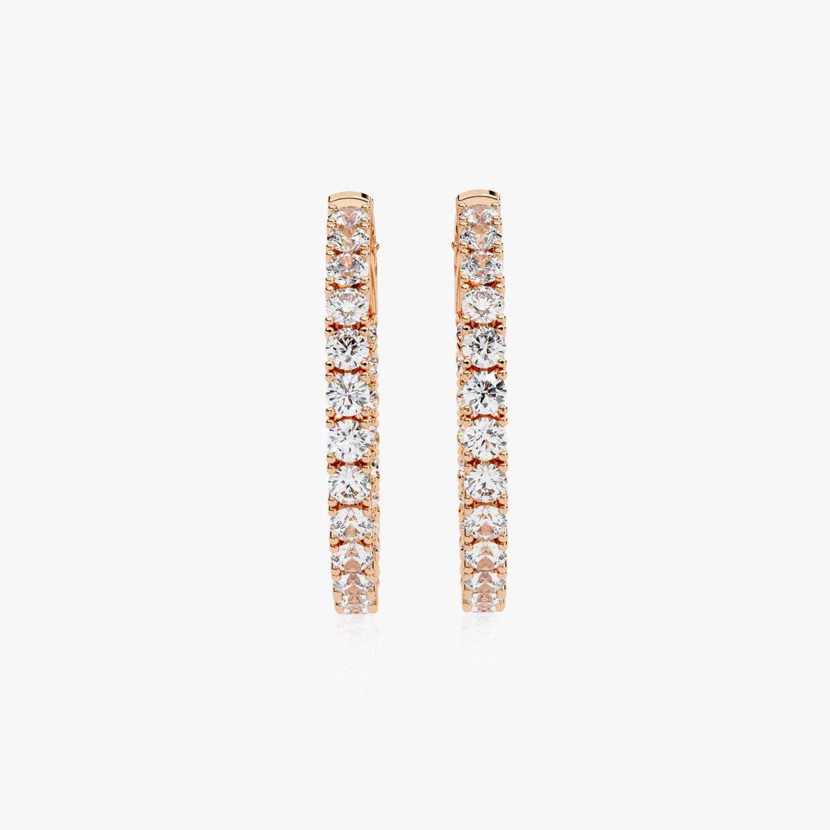 Inside Out Diamond Hoops Large Diamond Hoop Earrings 14k Solid Gold Diamond Hoops 1.75ctw Lab Grown Diamond Round Hoops 23MM Statement Hoops