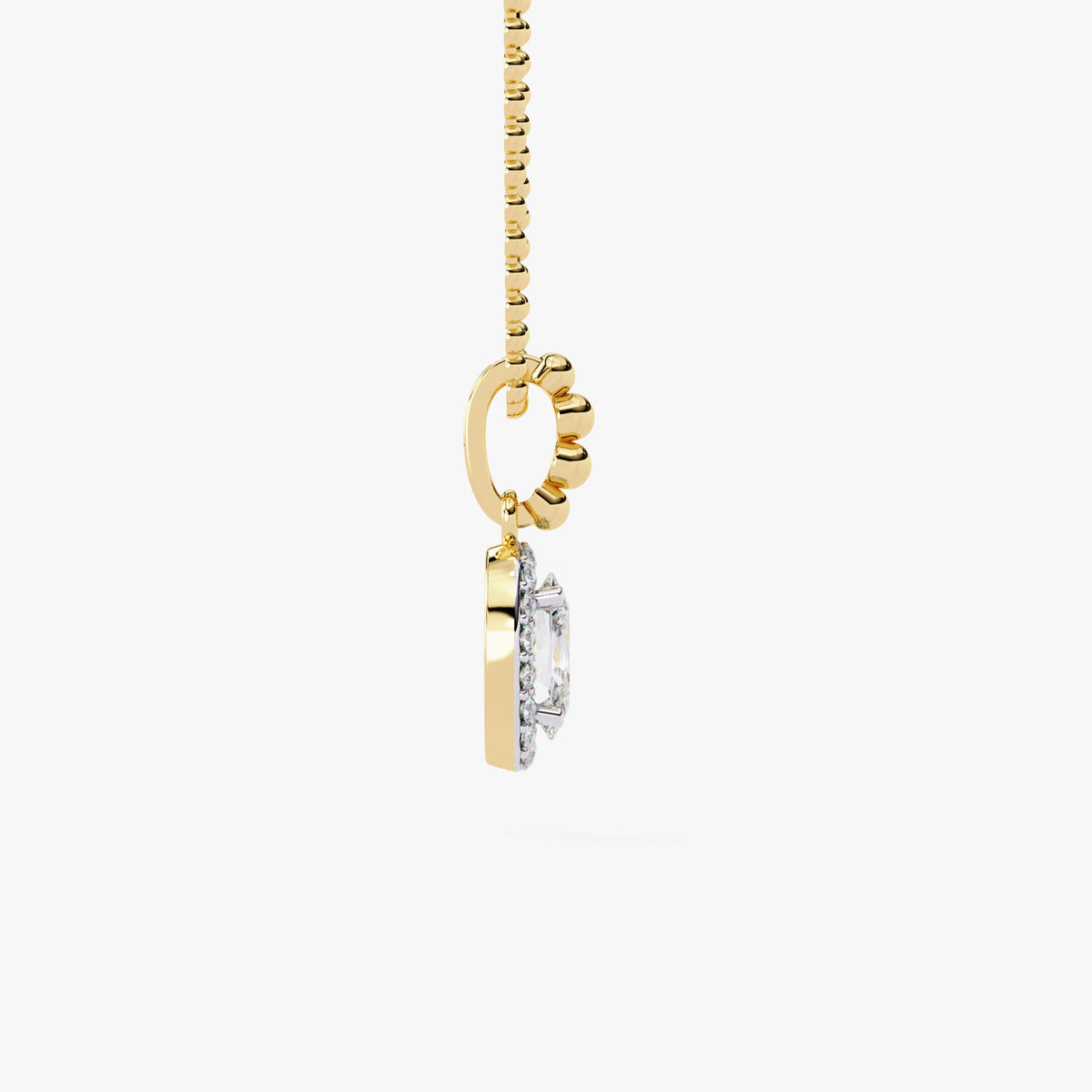 0.50 Ctw Dainty Oval Halo Lab Grown Diamond Pendant Necklace, 14k Gold Bead Chain, Everyday Solitaire Genuine Necklace, Delicate Daily Wear