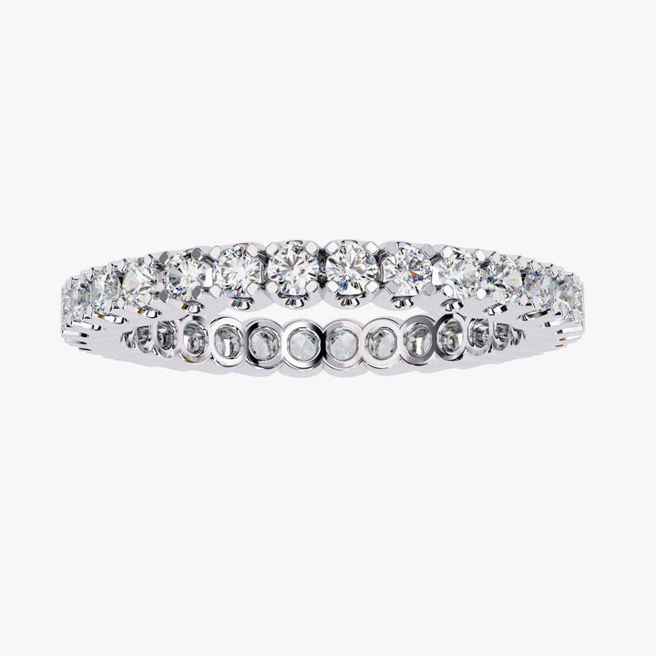 14K Gold 1 Ct Round Diamond Eternity Band - 2MM Stone Anniversary Ring
