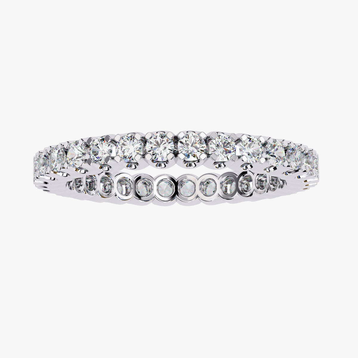 14K Gold 1 Ct Round Diamond Eternity Band - 2MM Stone Anniversary Ring