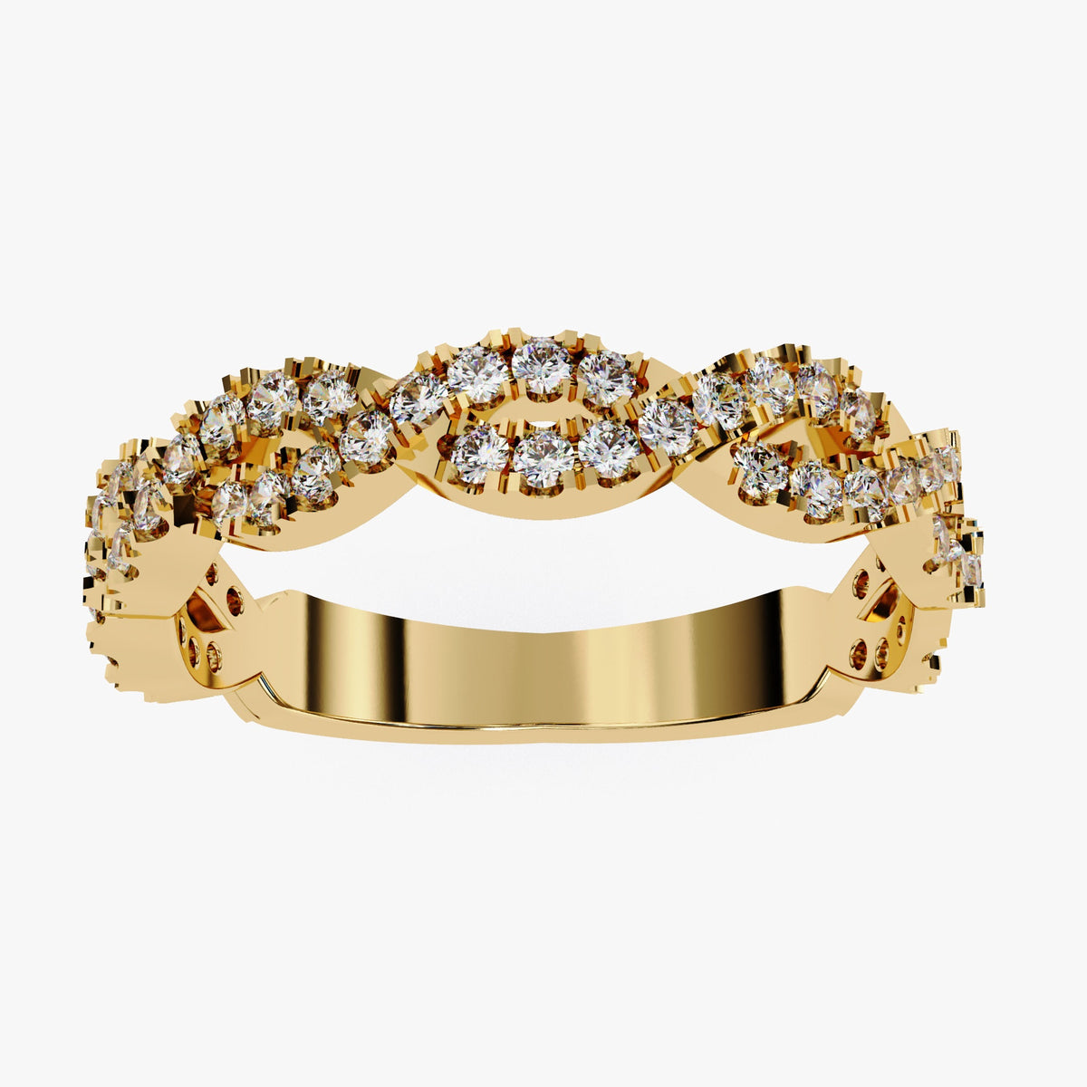 14k Gold Twist Band Ring: 0.50 CT Round Natural Diamond Engagement Ring