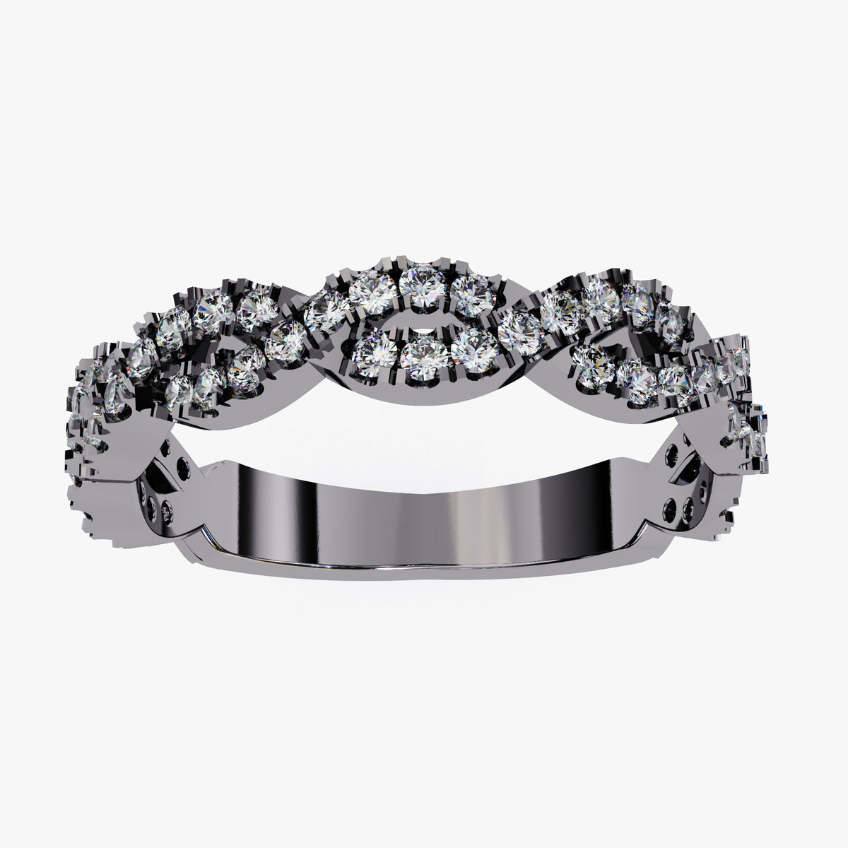 14k Gold Twist Band Ring: 0.50 CT Round Natural Diamond Engagement Ring