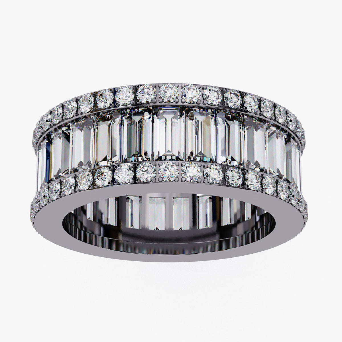 3.60 CT Baguette Round Natural Diamond Full Eternity 14k Gold Ring