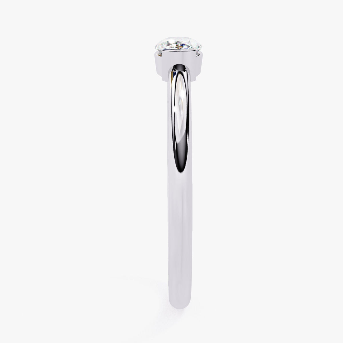 0.30Ct East West Oval Diamond Ring: 14k Gold Bezel Solitaire