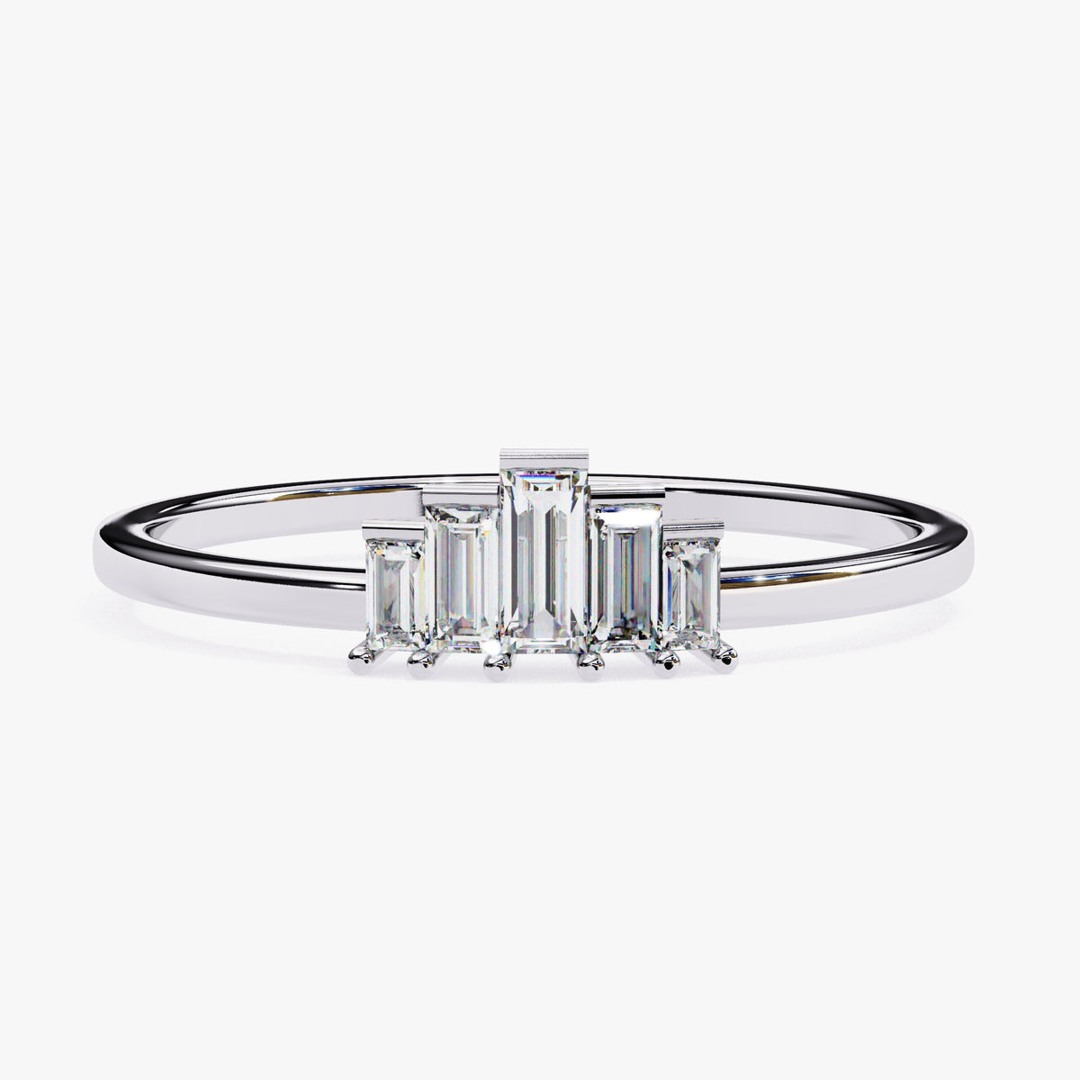 Baguette Lab Grown Diamond Ring: 14k Gold Tiara Band, Channel Setting (0.20Ct)