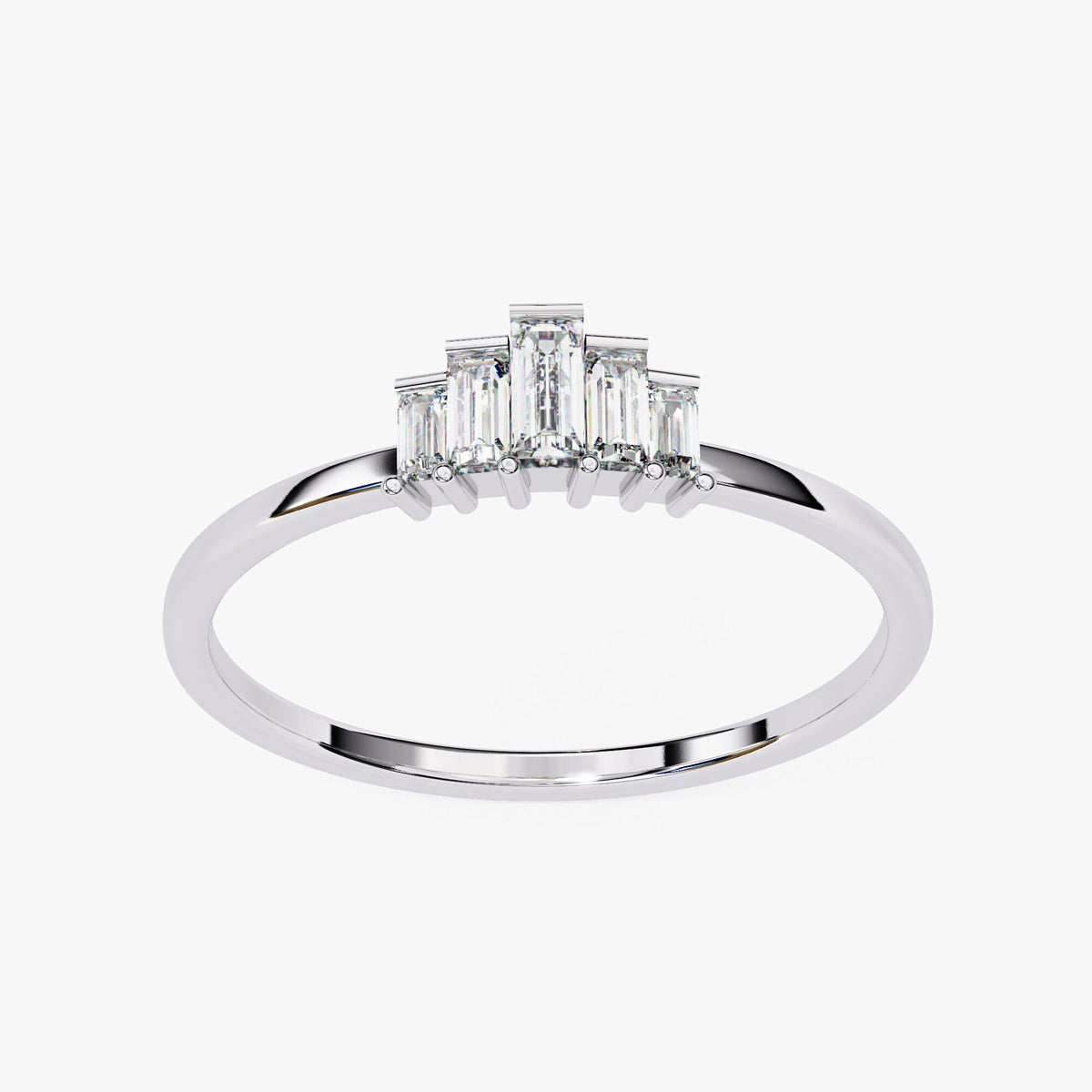 Baguette Lab Grown Diamond Ring: 14k Gold Tiara Band, Channel Setting (0.20Ct)