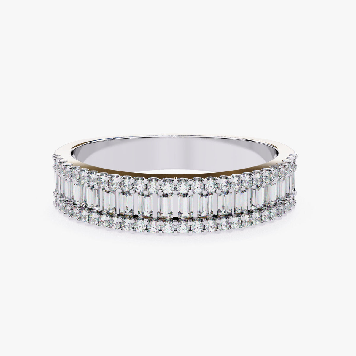 Baguette Diamond Ring: 0.60 CT Half Eternity 14k Gold Band