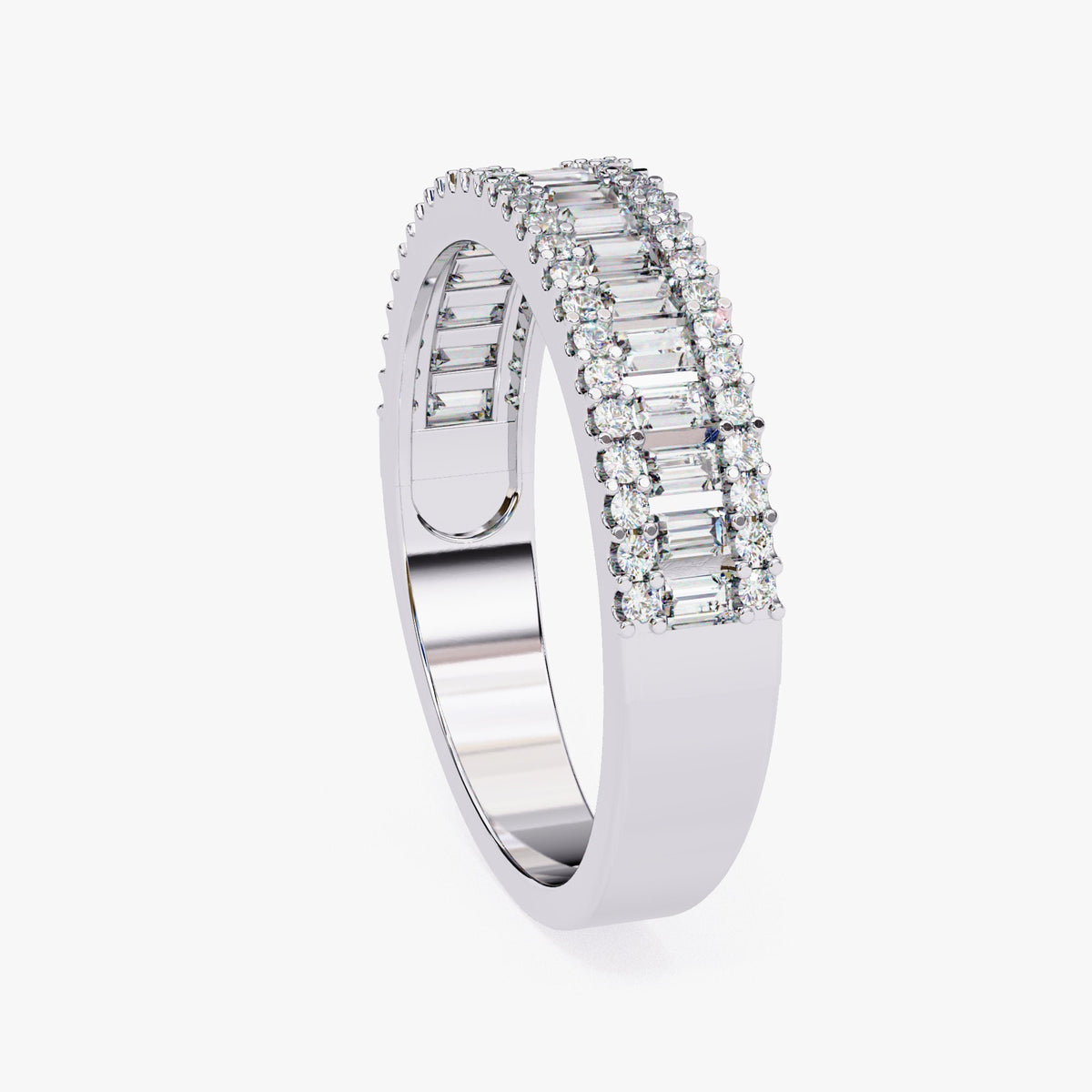 Baguette Diamond Ring: 0.60 CT Half Eternity 14k Gold Band