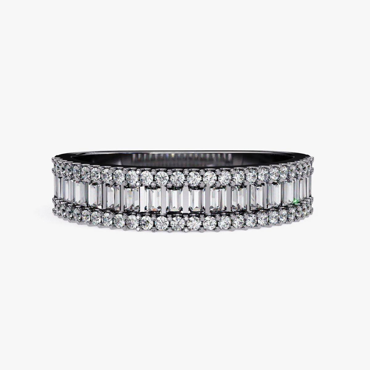 Baguette Diamond Ring: 0.60 CT Half Eternity 14k Gold Band