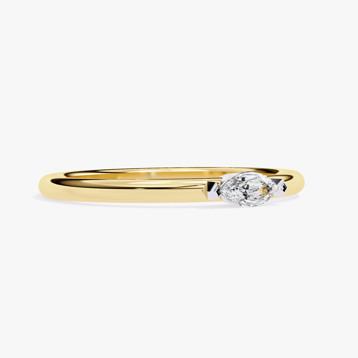 Dainty 0.10 CT Marquise Lab Grown Diamond Ring, 14K White Gold Solitaire