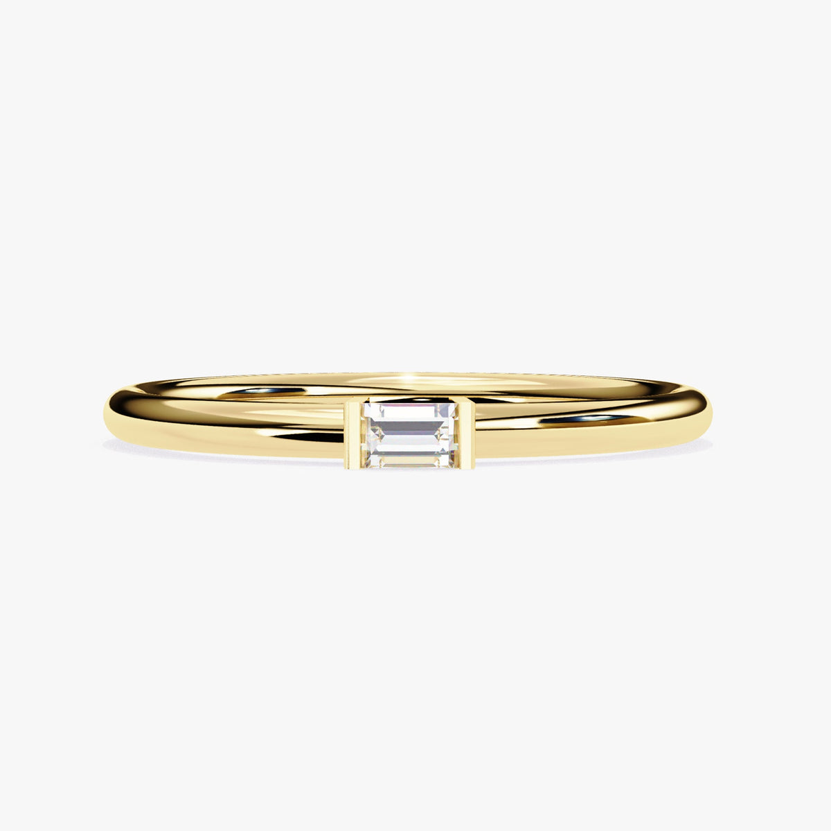 0.10 CT Baguette Natural Diamond Ring, 14k Gold Band Ring, Dainty Diamond Ring, Half Bezel Setting Baguette Ring, Promise Ring, Stacking