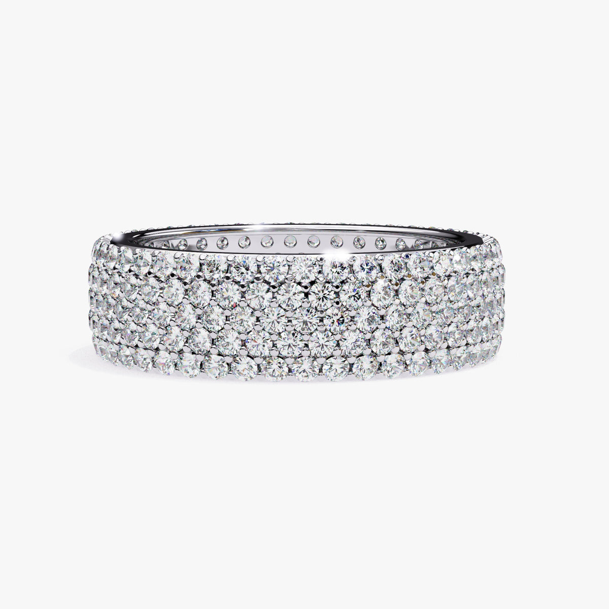 2 CT Round Lab Grown Diamond Ring: 14K Gold Multi Row Eternity Band
