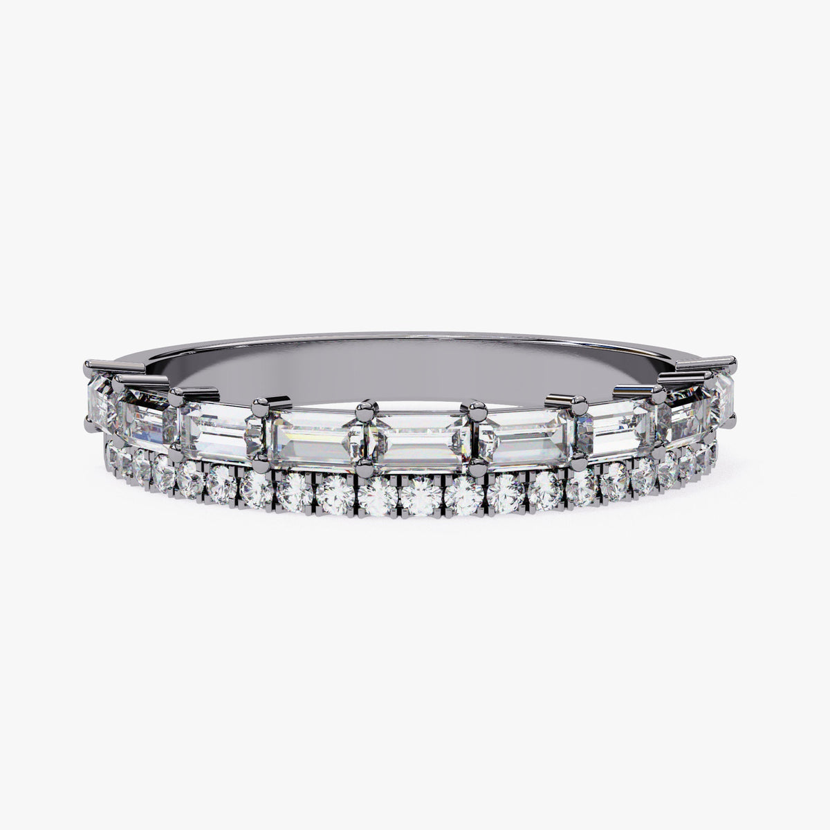 0.70 CT Baguette Diamond Ring: 14K Gold Half Eternity Band