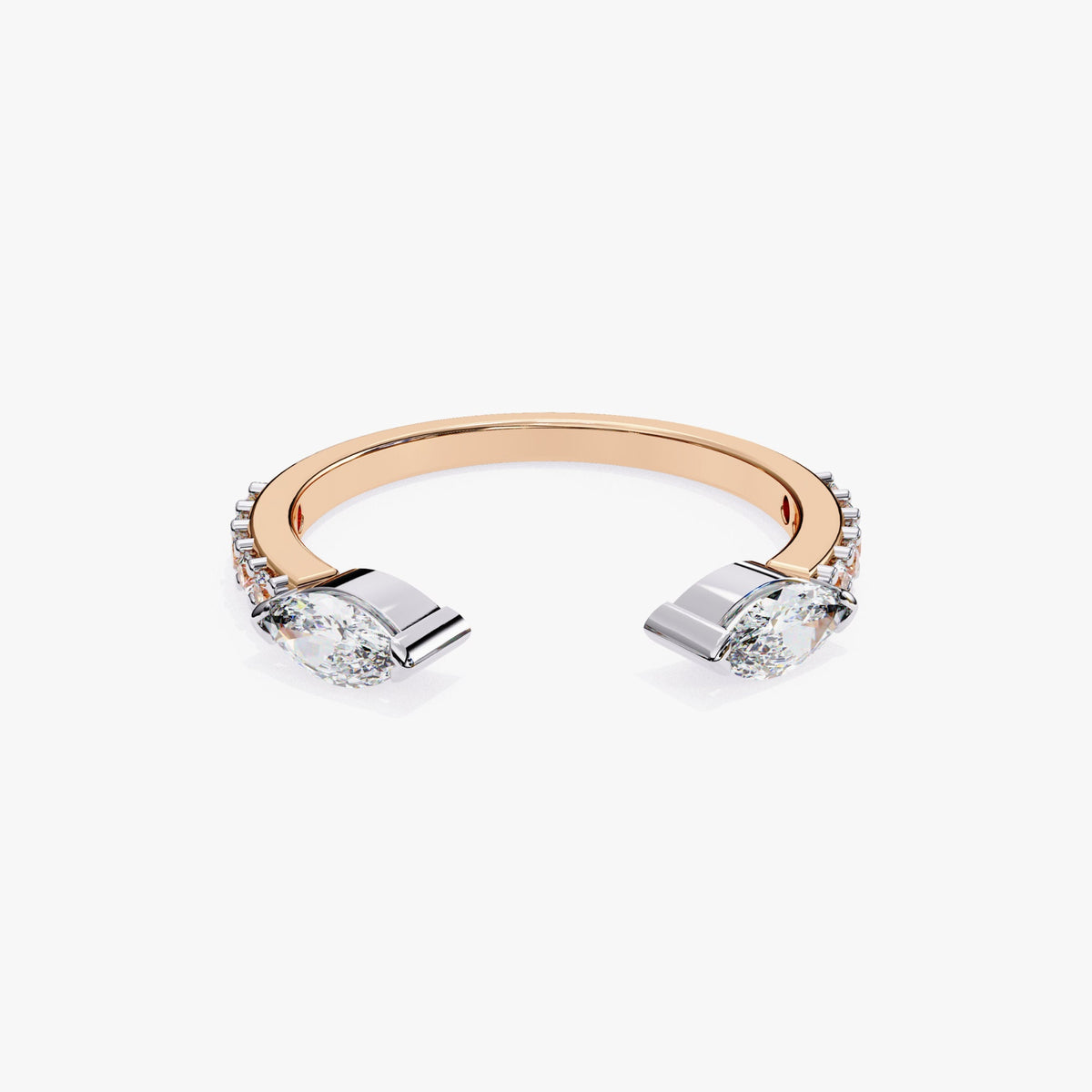 Lab Grown Diamond Marquise Ring: 14K Gold Open Band, Prong Set (0.50Ct)
