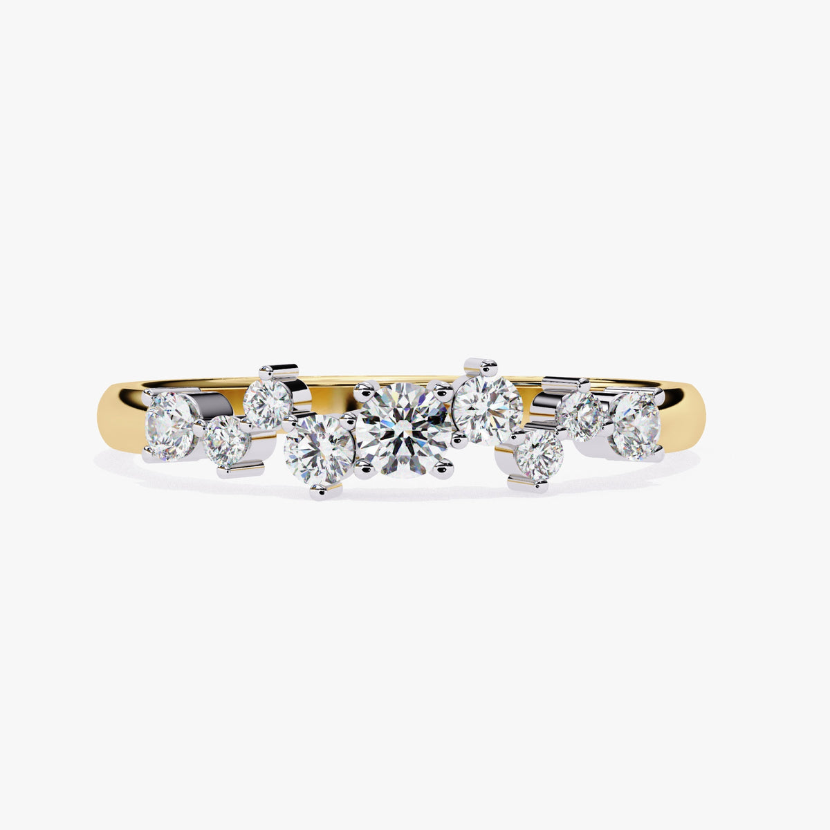 14k Gold Natural Diamond Cluster Ring: Prong Setting Wedding Band (0.60 Ct)